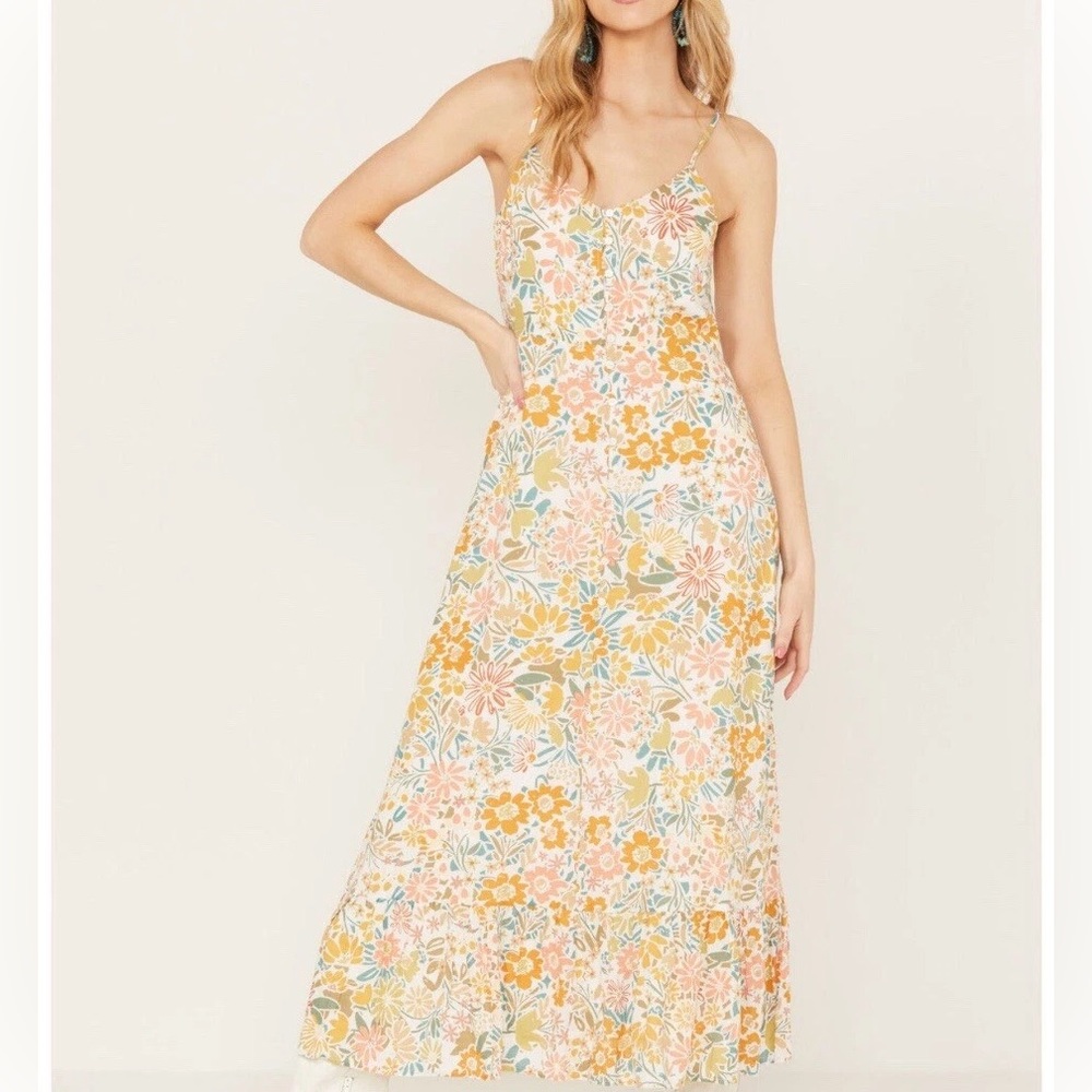 Sadie & Sage Floral Midi Dress - Pink, Orange, Green👏👏